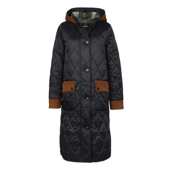 NWT Barbour Womens Mickley Plus Size Quilted Jacket Black Brown Size 2X - Picture 1 of 11